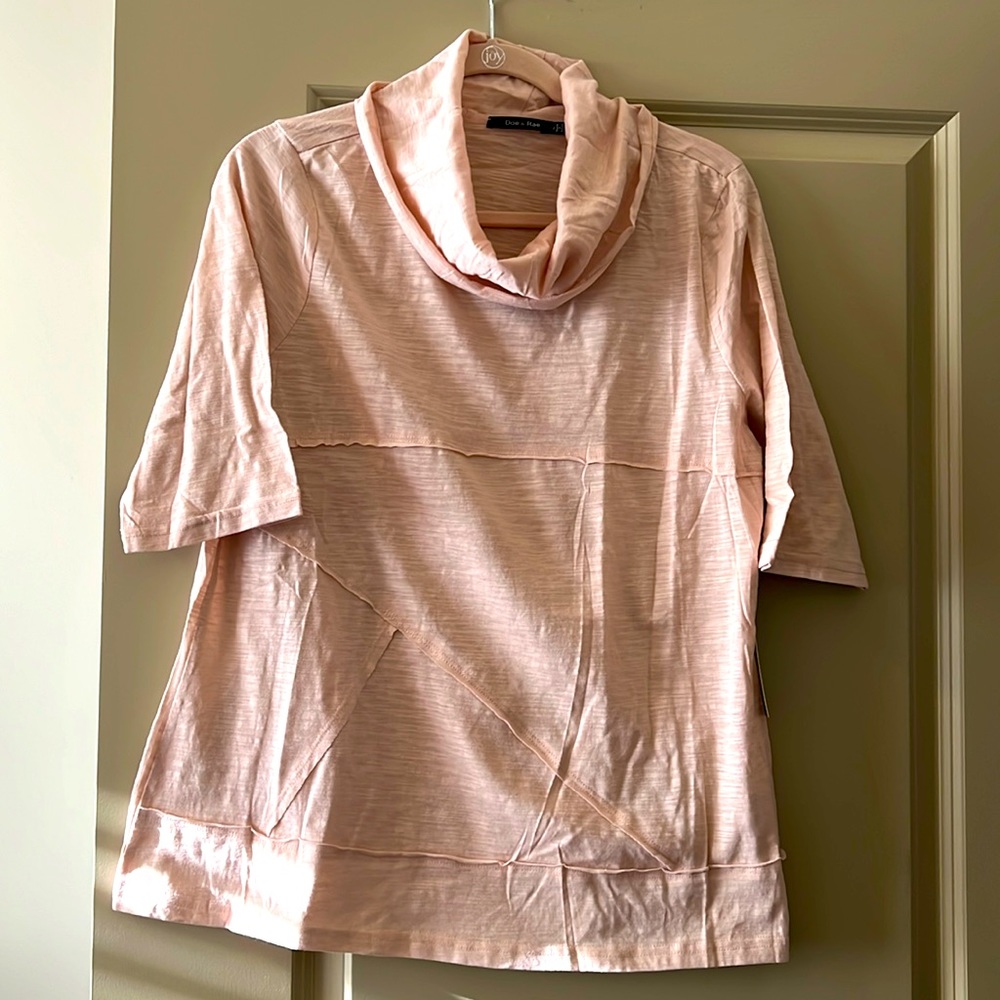 Doe & Rae peach cowl neck tee